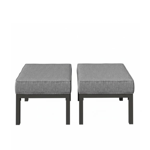 Dtwnek Set of 2 Patio Ottoman Footrests with Thick Cushions, Dark Gray