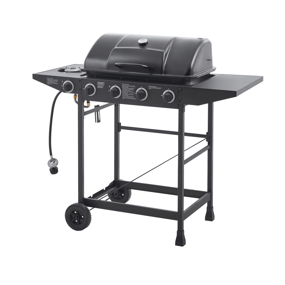 4 Burner BBQ Propane Gas Grill with Side Burner 42000 BTU Output Stainless Steel Barbecue Grill with Enamel Coated Grates and Side Tables for Outdoor Cooking Kitchen and Patio Backyard