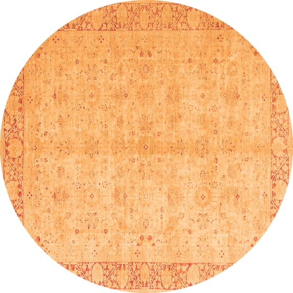 Ahgly Company Indoor Round Oriental Orange Modern Area Rugs, 5' Round