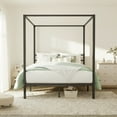 thumbnail image 2 of Merrland Full Size Bed Frame, Canopy Platform Bed with Metal Headboard, No Box Spring Needed, Black, 2 of 11