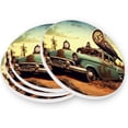 thumbnail image 3 of Coolnut Fantasy Painting Coaster, Drinks Round Absorbent Stone Set with Ceramic Stone and Cork Base, Tabletop Protection Mats and Cups Place for 2PCS Home Decor, 3 of 6