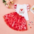 thumbnail image 2 of XXWXYD Girl Clothing Set Valentine's Day New Girls Clothes Girls Dress Fly Sleeve Mesh Half Body Dress Two Piece Set for Classic Fashion Breathable(12-24 Months,Red), 2 of 9