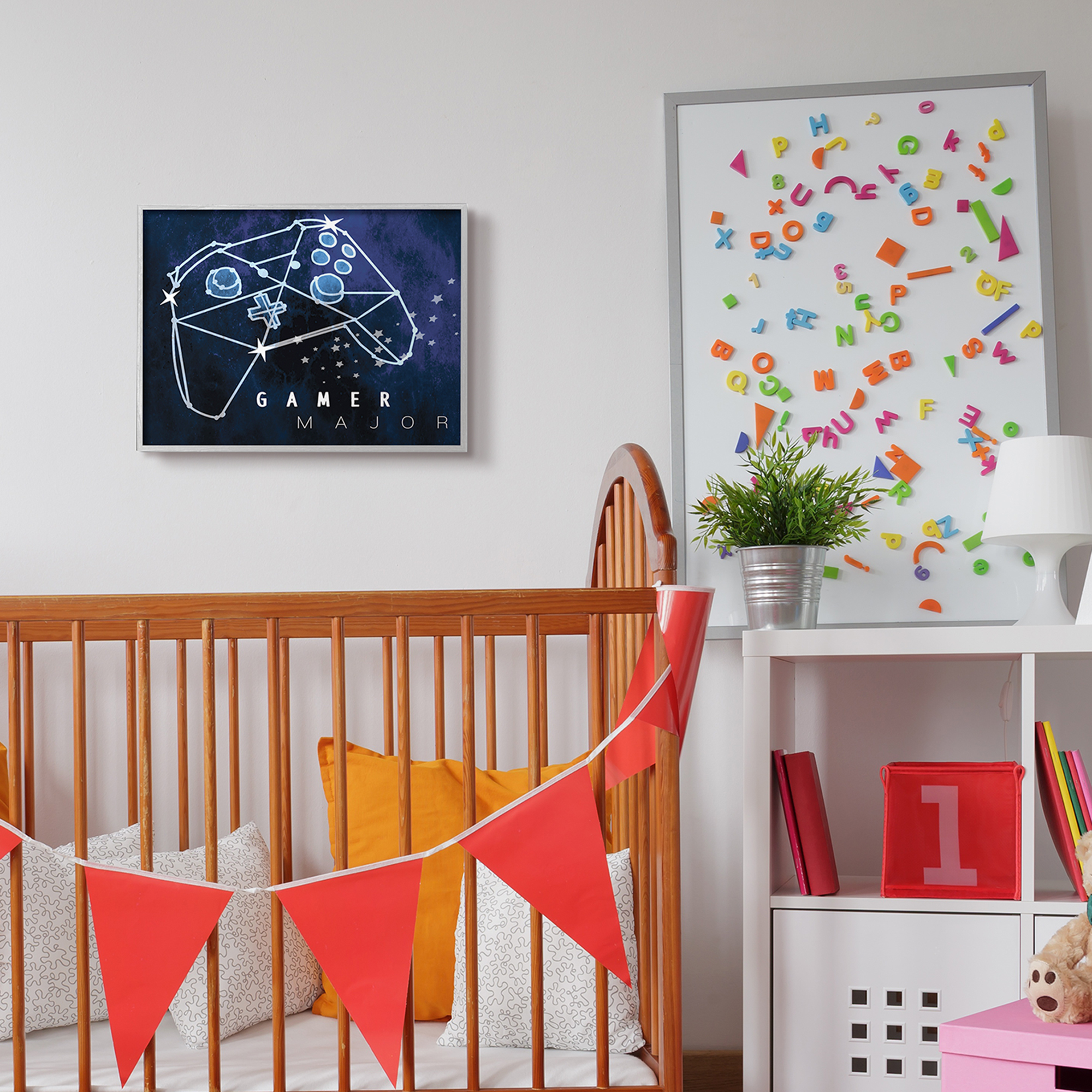 Stupell Industries Gamer Major Phrase Controller Constellation Outer Space,16 x 20,Designed by Daphne Polselli