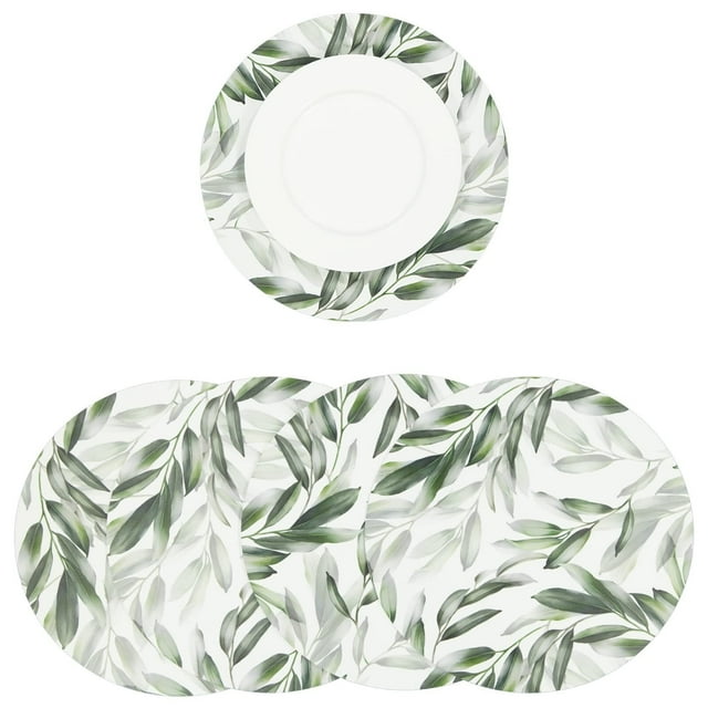 Manteles Individuales para Mesa, 4 Piezas Tapete Redondo de Plastificado Rigido, Resistente Anti Manchas e Impermeable, Medida 39cm Diam