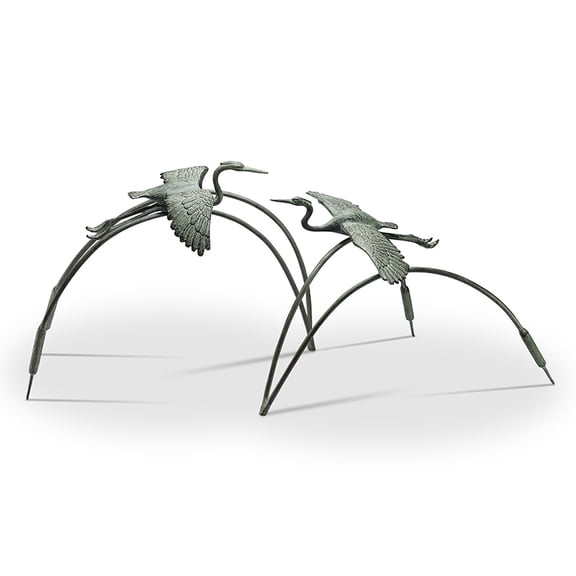 SPI Home 34885 Cranes & Reeds Garden Pair Sculptures - 18 x 24 x 10.50 in.