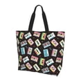 thumbnail image 2 of Fuzoiu Colorful Retro Tape Print Tote Bags for Women,Shoulder Bag, Gym Tote,Top Handle Ladies Shoulder Bags for Work Beach Travel and Shopping Grocery, 2 of 9