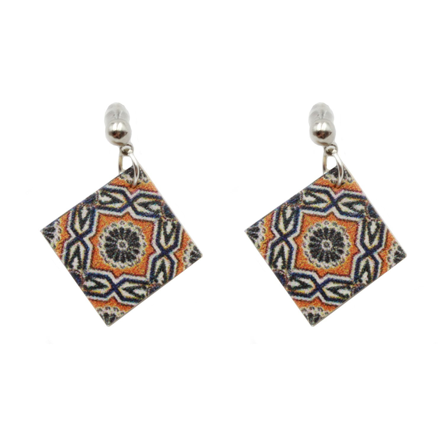 BijuCork Large Handmade 100 Natural Cork Earrings With Portuguese Tiles Pattern Walmart