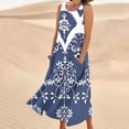 thumbnail image 1 of FcBaudy Robe Sans Manches à Col Rond, Robes d'Été pour Femmes, Robes pour Femmes Robe Sans Manches et en Lin à Col Rond Imprimée Longue avec Poche Robe pour Femme, 1 of 5
