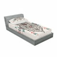 thumbnail image 3 of Tribal Bedding Set with Sheet & Covers, Charming Lion Like Wolf Head Paisley Design Ornaments Print, Printed Bedroom Decor 2 Shams, 4 Sizes, Pearl Coral and Teal, by Ambesonne, 3 of 3