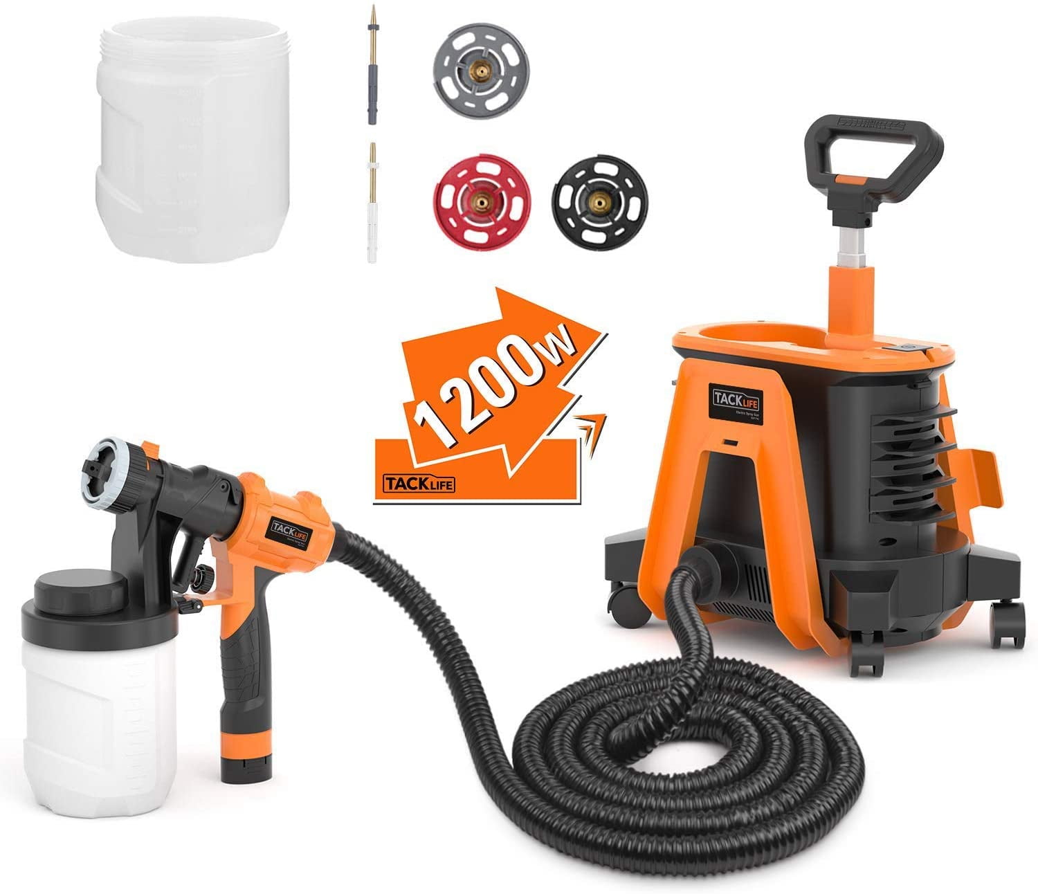 TACKLIFE Paint Sprayer with 1200W High Power,1200ml Containers Electric