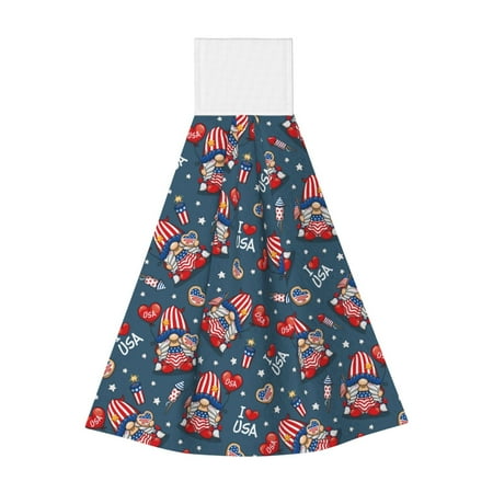 

Easygdp Gnome Love USA Kitchen Hand Towels Hanging Tie Towels Fast Drying Dish Cloth with Loop for Bathroom Restroom Home Decor