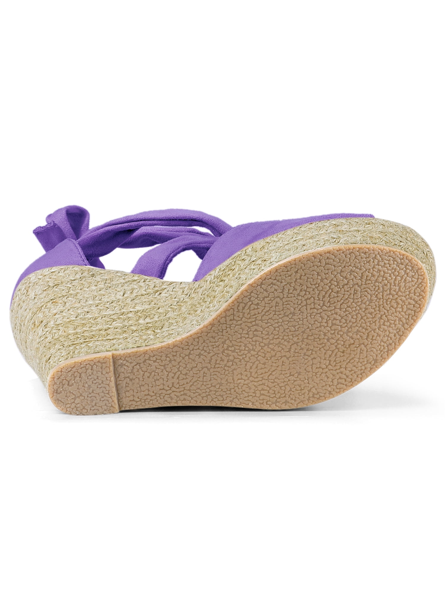 DARING DIVA Women's Lace Up Espadrilles Platform Wedges Sandals Purple 8.5
