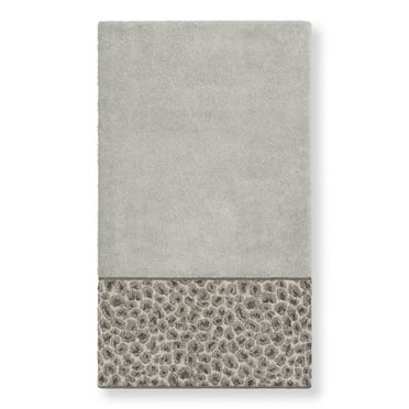 Authentic Hotel and Spa  Turkish Cotton Cheetah Jacquard Trim Light Grey Bath Towel