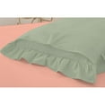 thumbnail image 3 of 2 Piece Ruffle Solid Light Sage Pillow Shams, (King 20X36 Pillow Cover), 100% Egyptian Cotton, 800 Thread Count, King Size, 3 of 3