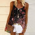 thumbnail image 2 of Womens Plum Blossom Camisoles Casual Summer Tops 2025 Fashion Spaghetti Strap Pleated Tank Top Sleeveless Flowy Loose Cami Blouses Trendy(Black,M), 2 of 5