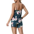 thumbnail image 3 of Unique Bargains Womens Sleeveless Cami Shirt Satin Lounge Set Pajama Sleepwear Sets, 3 of 5