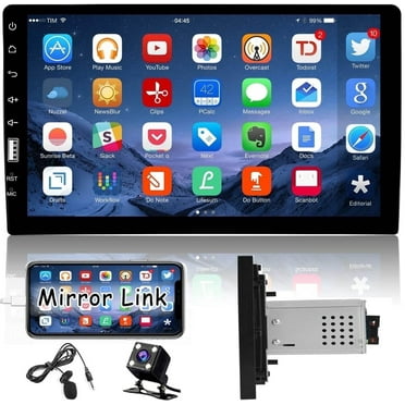 Podofo Single 1 Din 9'' Car Stereo HD Touch Screen Mirror Link with Microphone& Rearview Camera