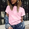 thumbnail image 3 of yillto Women's Crew Neck T Shirts Short Sleeve Casual Top Loose Tees Summer Basic Solid Color Shirt, 3 of 4