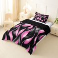 thumbnail image 2 of Manfei Aesthetic Geometric Twin Comforter Sets, Black Pink Wavy Stripes Bedding Set, Black Reversible 2-Piece, 1 Comforter and 1 Pillowcase, 2 of 6