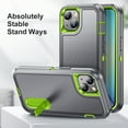 thumbnail image 3 of Allytech Rugged Case Compatible with iPhone 14 with Hidden Kickstand, [Military Grade Drop Protection] Soft TPU Hard PC Bumper Non-Slip Shockproof Full Protective Case, Gray+Green, 3 of 8