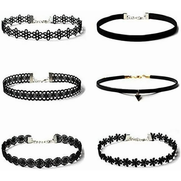 XIHAMA  6 PCS Necklaces Black Velvet Choker Set Classic Gothic Tattoo Lace Chokers