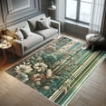 thumbnail image 5 of Ambesonne Botanical Decorative Rug Carpet, Autumnal Dramatic Floral, 4' X 5' 5", Teal Green and Brown, 5 of 5