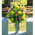 thumbnail image 5 of Sympathy Silks Artificial Cemetery Flowers -Lime Mum and Lavender Rose Bouquet, 5 of 6