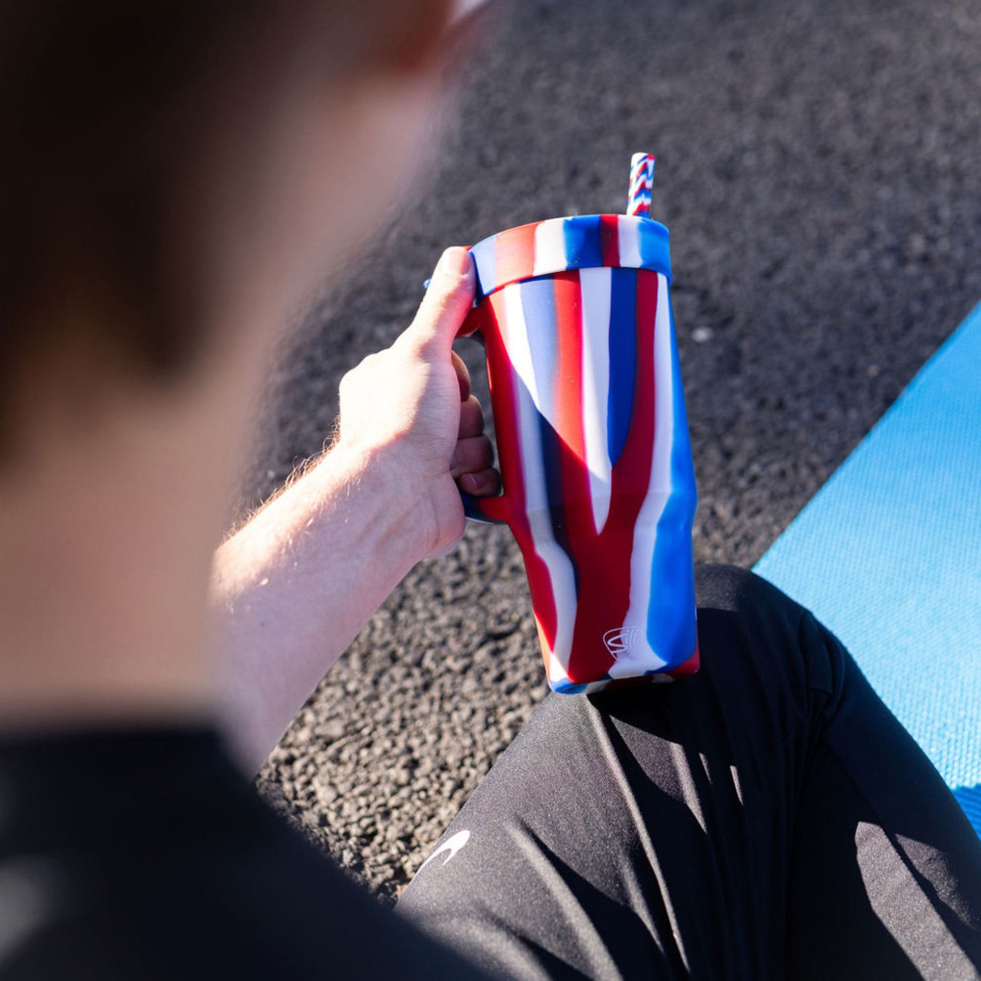 32oz Silicone Humbler W/ Lid & Straw, The Patriot (Red, White, Blue)