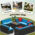 thumbnail image 4 of Homall 11 Pieces Rattan Patio Furniture Conversation Set with 43" Gas Propane 50000 BTU Fire Pit Table Outdoor Sectional Sofa for Backyard,Blue, 4 of 11