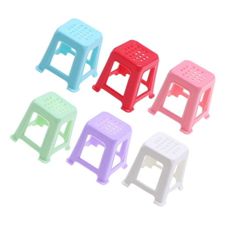 ROSENICE 6Pcs Miniature Stool Assorted Color Plastic for Mini Furniture for Dollhouse 4.00X4.00X4.00CM