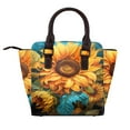 thumbnail image 2 of Zufioo Deep Yellow Colorful Sunflower Print Leather Rivet Shoulder Bag, Microfiber PU Leather Adjustable Shoulder Strap Handbag, Ideal Gift for Women-One Size, 2 of 6