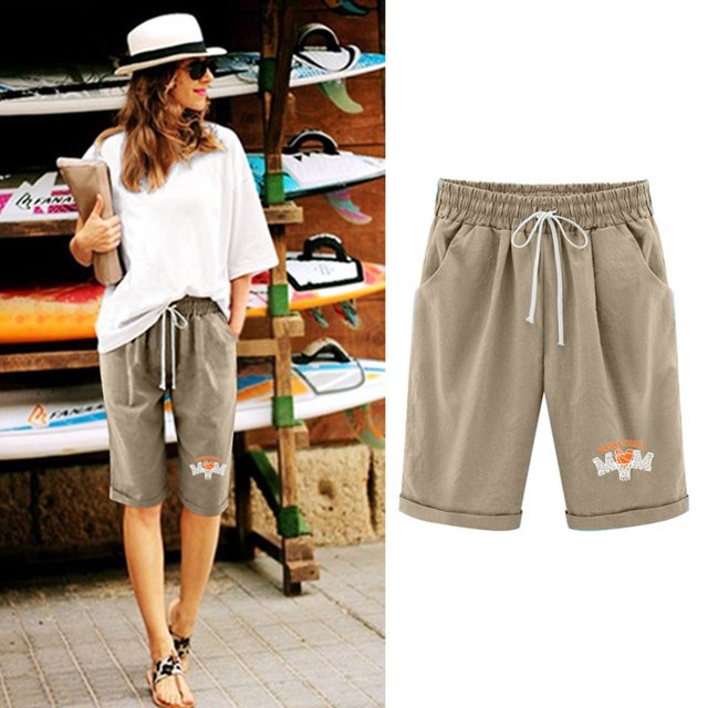 Puntoco Pantalones Cortos De Verano Mujer Moda 2024 Pantalones Cortos De Mujer Algodón Y Lino Estampado De Moda Cintura Elástica Pantalones De 5 Pulgadas Cordón Pantalones Cortos De 5 Pulgadas