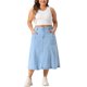 thumbnail image 2 of Falda de mezclilla de talla grande GRACE & GRANDEUR para mujeres, de cintura alta, estilo A-line, falda de mezclilla casual con bolsillos 1X azul claro, 2 of 6