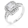 thumbnail image 1 of Kate Bissett R07954R-C01-10 White Gold Rhodium Anniversary Style CZ Showcase Ring featuring Princess Cut Center CZ with Pave Round CZ Trim - Size 10, 1 of 1