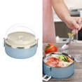 thumbnail image 2 of HLONK 4 Pcs  For Hot Food  Lunch Box  Thermal Lunch Box Stackable Hot Food Insulated Box 304 Stainless Steel Round Lunch Box Sealed Food Containers(Single Layer-Blue), 2 of 7