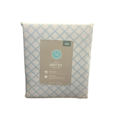 Martha Stewart 4-Piece Cotton/Polyester Herringbone Bed Sheet Sets, King Sheet Set