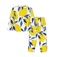 thumbnail image 2 of Kll Tropical Lemon Print Women'S Long Sleeve Pajamas With Pants Sleepwear Loungewear 2 Set-Xx-Large, 2 of 9