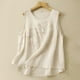 thumbnail image 2 of Top versátil holgado con cuello redondo y tirantes para mujer - Blusa informal de lino bordada, 2 of 3