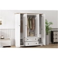 thumbnail image 6 of JERFIT White 4 Door Wardrobe Armoire Closet with 2 Drawers, Freestanding Storage Cabinet with Hanging Rod, Shelves for Bedroom, Hallway, 6 of 10