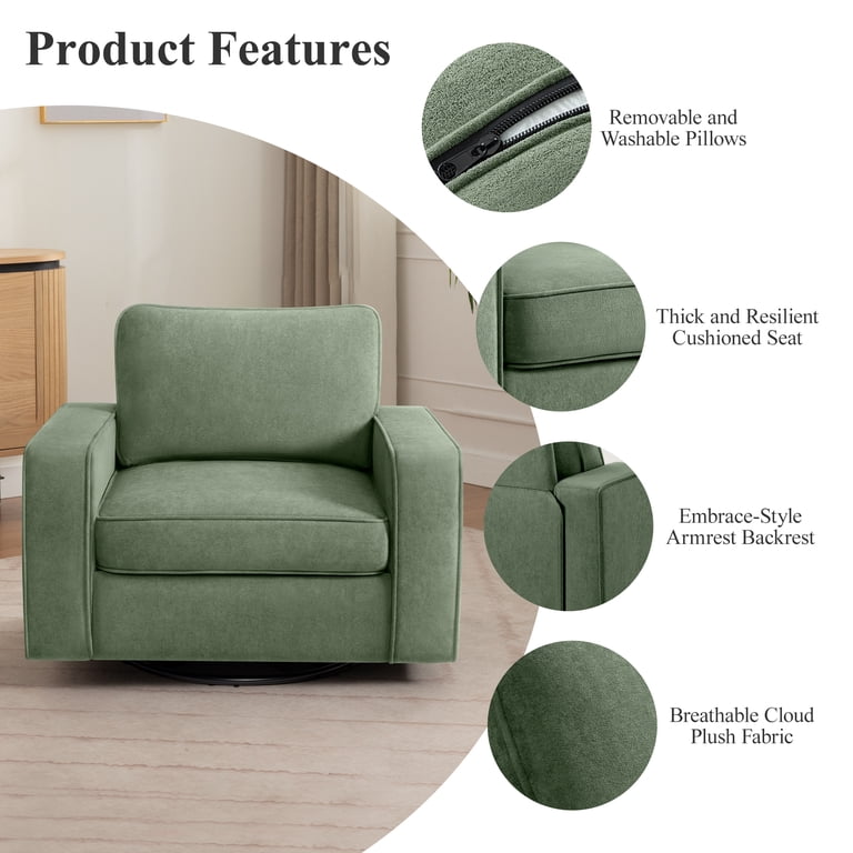 Coolhut 360° Swivel Accent Chair, Green Cloud Fleece photo 5