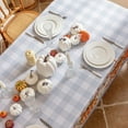 thumbnail image 3 of Fall Tablecloth Rectangle, Thanksgiving Autumn Harvest Pumpkin Buffalo Plaid Table Cloth, Stain Resistant Washable Table Cover for Party/Dining/Holiday- Grey Blue Checkered, 60x 120 Inch, 3 of 6