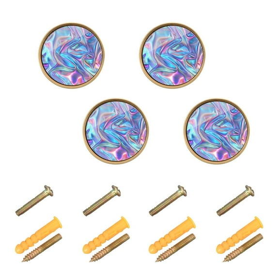 Kitchen Cabinet Knobs Iridescent Liquid Marble Cabinet Handles Zinc 1.25 inch Diameter 4 Pcs