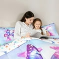 thumbnail image 4 of Manfei Initial K Letter Twin Bedding Sets 7-Piece for Teens, Magic Butterfly Animal Bedding Comforter Set, Cartoon Dreamy Floral Reversible Sheet Sets, Luxury Bedroom Decor, 4 of 7