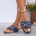 thumbnail image 2 of Eltusu Women Flat Slide Sandals, Casual PU No Slip Open Toe Summer Shoes Navy Size 7.5, 2 of 5