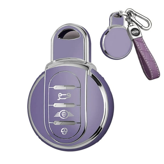 Key Fob Cover for Mini Cooper Countryman S ONE JCW F54 F55 F56 F57 F60 Clubman Accessories Keyless Key Case with Leather Keychain