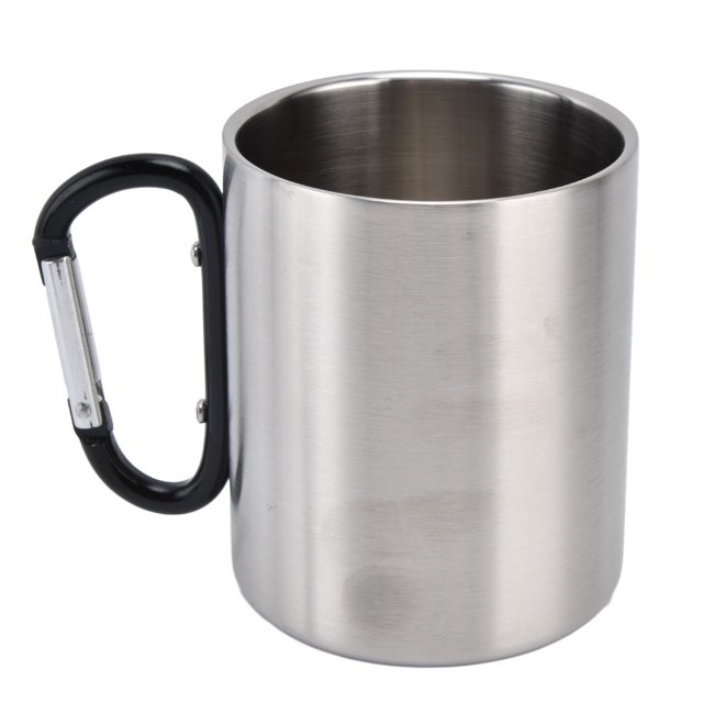 Tasse en Acier Inoxydable, Tasse en Acier Inoxydable Poignée Unique Très Durable Double Paroi Brillante 360ml Exquis pour Voyage pour le Camping Bleu Poignée, Poignée Rouge, Poignée Noire, Vert