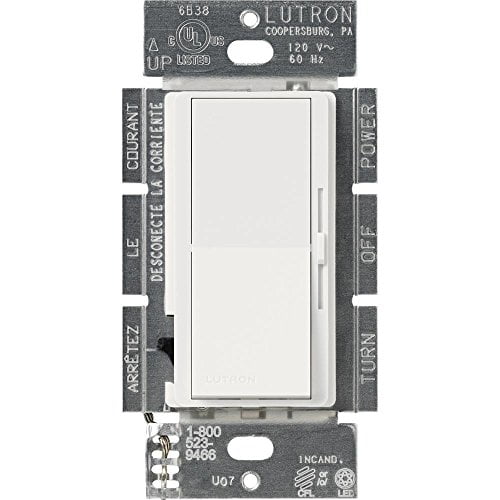 Lutron Diva LED+ Dimmer for Dimmable LED, Halogen and Incandescent Bulbs | 250-Watt, Single-Pole or 3-Way | DVSCCL-253P-SW | Snow