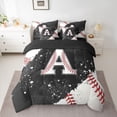 thumbnail image 2 of jejeloiu Letter A Monogrammed 7-Piece Twin Bedding Sets,Baseball Sport Game Bedding Comforter Set,Black Splashing Ink Sheet Sets For Girls,Microfiber Room Decorative Reversible, 2 of 8