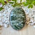 thumbnail image 2 of Handcrafted Seraphinite Gemstone Ring, Statement Ring. made In 925 Sterling Silver. Boho Ring, Green Stone Ring, Boho Jewelry, Gift For Her,, 2 of 3