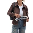 thumbnail image 1 of Chaqueta de para Mujer, de Gamuza Sintética, para Otoño e Invierno, Abrigos, Ropa y Tops. Marrón S, 1 of 8